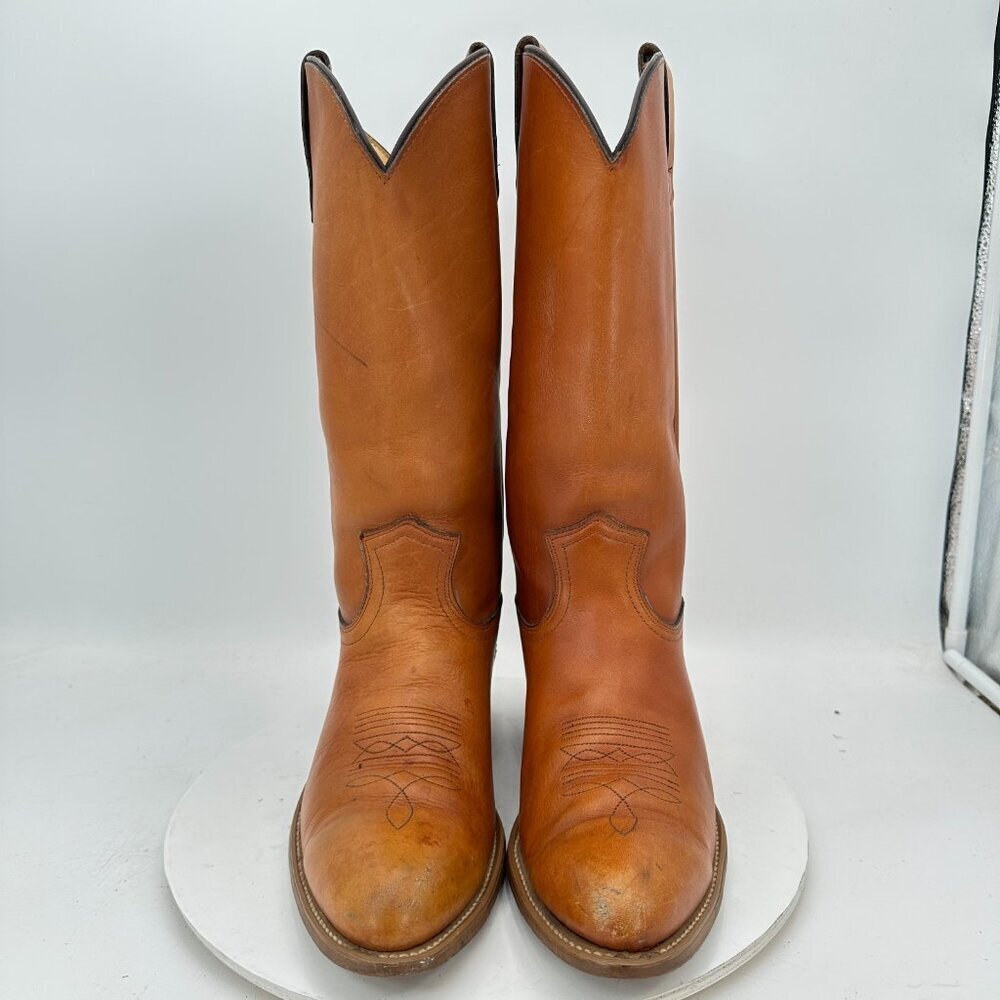 Nocona American Classics Men’s 10.5 D Tan Leather Made in USA Cowboy Boot - Picture 2 of 13